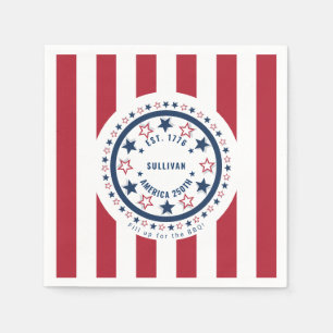 Serviette En Papier Monogramme personnalisé America 250e Patriotique