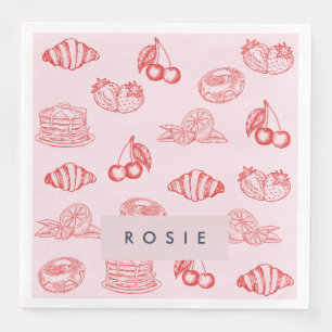 Serviette En Papier Monogramme personnalisé Charmante Fille Cerise Fra