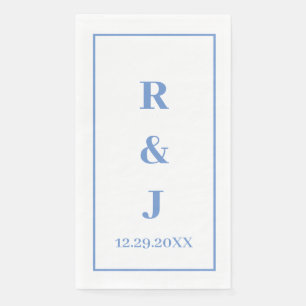 Serviette En Papier Monogramme personnalisé Nom du couple Bleu barbeau