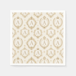 Serviette En Papier Monogramme personnalisé Or Baroque Royal Luxe