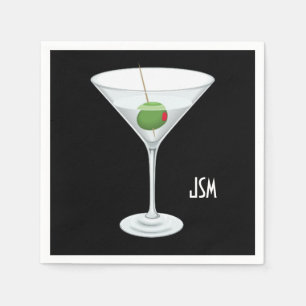Serviette En Papier Monogramme Personnalisé Vodka Gin Martini Cocktai
