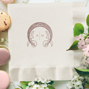 Serviette En Papier Monogramme rose Art Nouveau Initiales Décor Table
