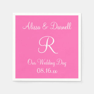 Serviette En Papier Monogramme Rose Chaud Stylo Pleine Couleur Serviet