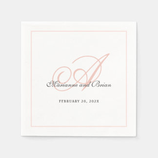 Serviette En Papier Monogramme rose et blanc