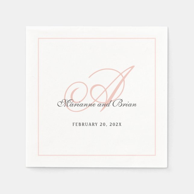 Serviette En Papier Monogramme rose et blanc (Devant)