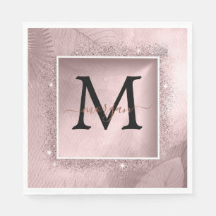 Serviette En Papier Monogramme rose Parties scintillant or