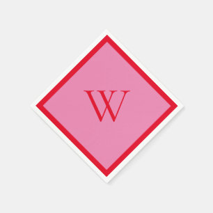 Serviette En Papier Monogramme rouge et rose vif