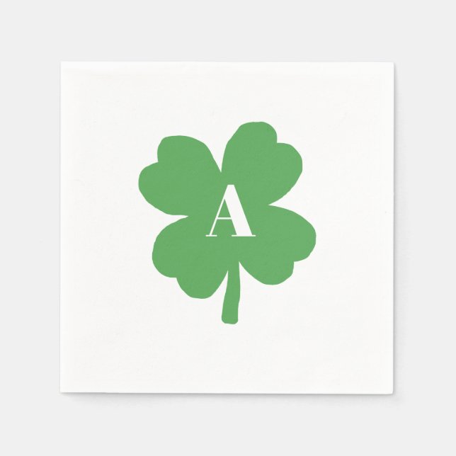 Serviette En Papier Monogramme Shamrock Irlandais Aquarelle Texture (Devant)