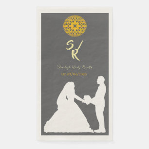 Serviette En Papier Monogramme Silhouette Personnalisé de Couple de Ma