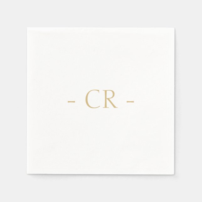 Serviette En Papier Monogramme simple à deux initiaux blanc clair (Devant)