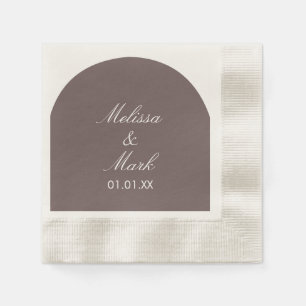 Serviette En Papier Monogramme simple en forme d'arche marron