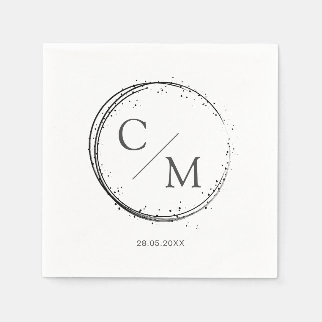 Serviette En Papier Monogramme simple et élégant Serviette serviettes (Devant)