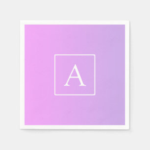 Serviette En Papier Monogramme simple   Ombre subtil rose/violet
