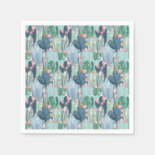 Serviette En Papier Monogramme Soft Patel Cactus Motif