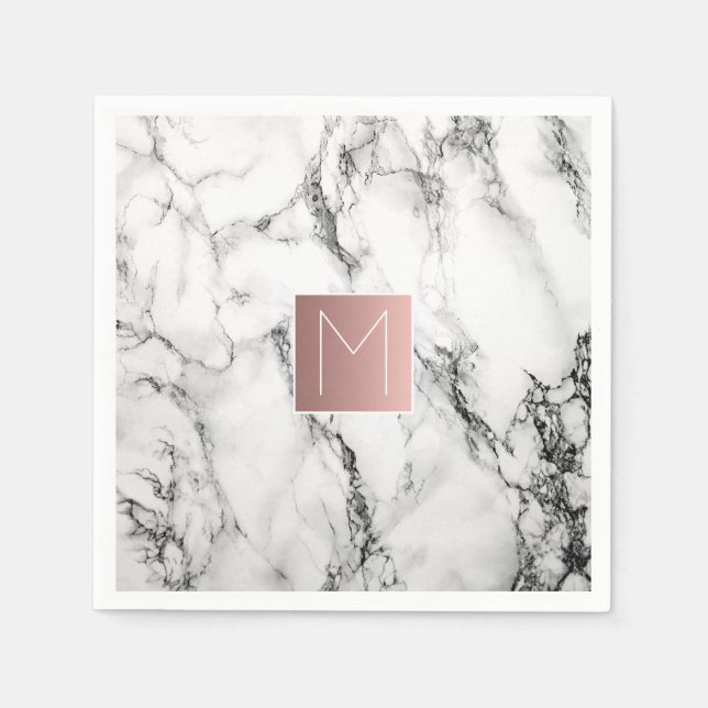 Serviette En Papier monogramme sur les serviettes en marbre (Devant)
