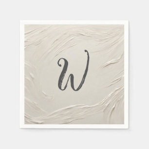 Serviette En Papier Monogramme sur texture ivoire abstraite