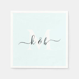Serviette En Papier Monogramme Swash Script Ice Blue Cocktail