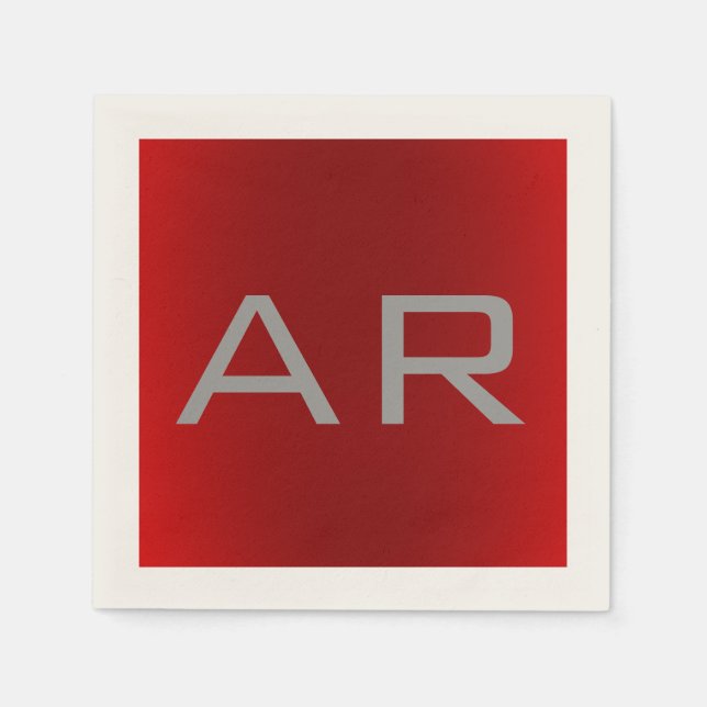 Serviette En Papier Monogramme tendance gris élégant (Devant)