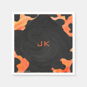 Serviette En Papier Monogramme vache noir et orange Imprimer