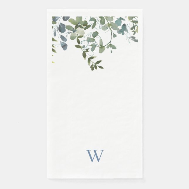 Serviette En Papier Monogramme vert d'Eucalyptus (Devant)