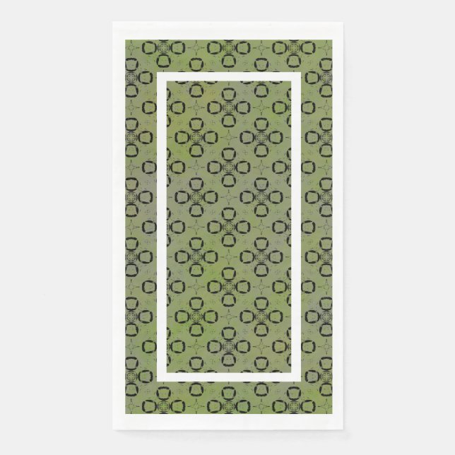 Serviette En Papier Monogramme Vert et noir Motif rétro (Devant)