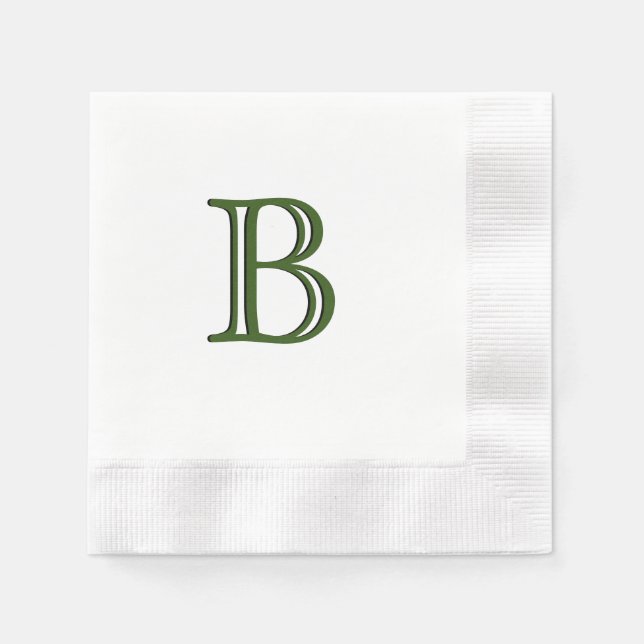 Serviette En Papier Monogramme vert initial (Devant)