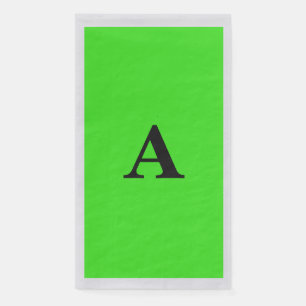 Serviette En Papier Monogramme vert néon initial blanc personnalisé ar