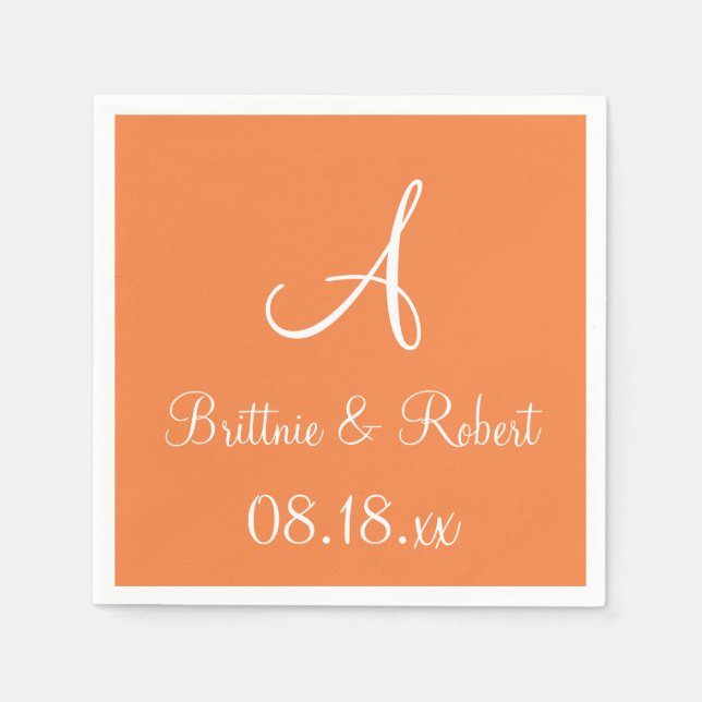 Serviette En Papier Monogramme Vibrant Orange Meilleures serviettes co (Devant)