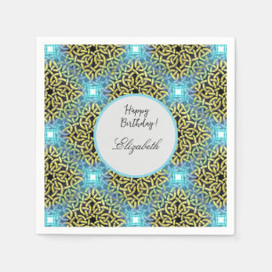 Serviette En Papier Monogramme Victorien Golden Elegant effet dentelle