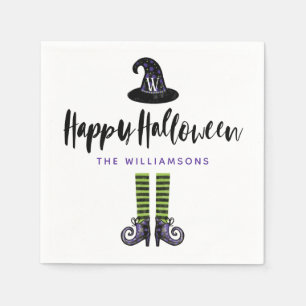 Serviette En Papier Monogramme Wicked Witch Illustration Halloween heu