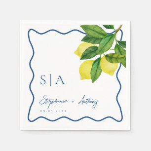 Serviette En Papier Monogrammes Citrus citron, Mariage frontalier de l