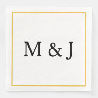 Monogrammes Gold Black Nom personnalisé Mariage mo