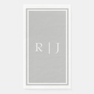 Serviette En Papier Monogrammes gris gris blanc Classy Mariage tendanc