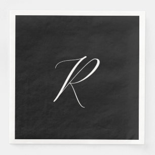 Serviette En Papier Monogrammes Lettre Rétro Noir Blanc Mariage Initia