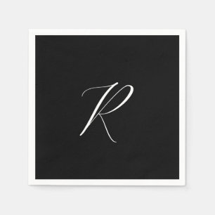 Serviette En Papier Monogrammes Lettre Rétro Noir Blanc Mariage Initia