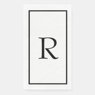 Serviette En Papier Monogrammes Nom Mariage Noir Blanc