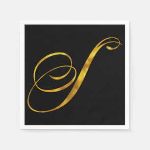 Serviette En Papier Monogrammes personnalisés S Faux Gold Foil Monogr
