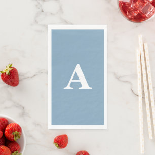 Serviette En Papier Monogrammes simples personnalisés blanc bleu pouss