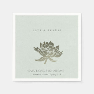 SERVIETTE EN PAPIER MONOGRAPHIE FLORALE DE LOTUS D'ARGENT BLEU PALE GL