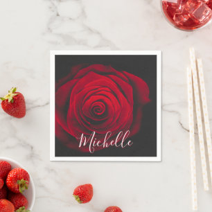 Serviette En Papier Monographie personnalisée rose rouge photo vintage