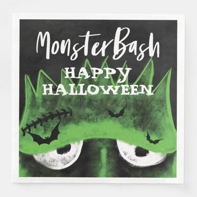 Serviette En Papier Monster Bash | Éffrayant Frankenstein Halloween Pa (Devant)