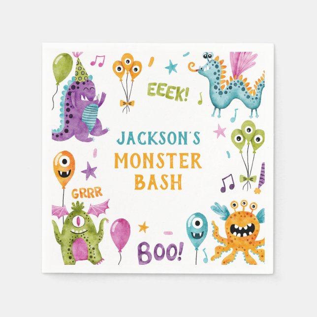 Serviette En Papier Monster Bash Little Monster Fête d'anniversaire (Devant)