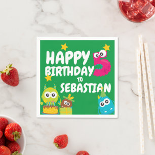 Serviette En Papier Monster Fun Anniversaire de cinq ans Personnalisé