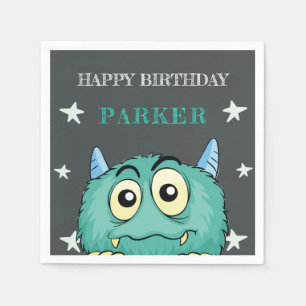 Serviette En Papier Monster Thème Anniversaire Fête Personnalisée