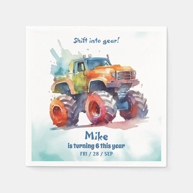 Serviette En Papier Monster Truck boy Anniversaire (Devant)
