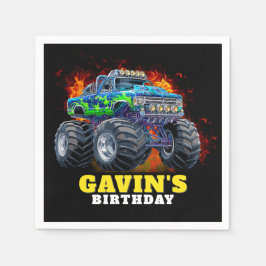 Serviette En Papier Monster Truck Personnalisé Anniversaire Fête