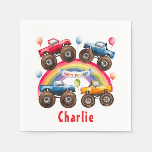Serviette En Papier Monster Truck Rainbow Boy Anniversaire Bash