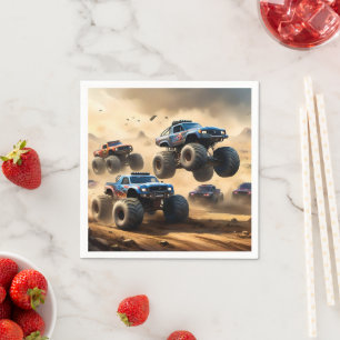 Serviette En Papier Monster Trucks Courant Dans Le Désert,