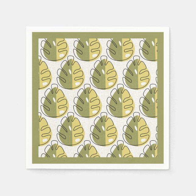 Serviette En Papier Monstera Leaves – Green (Devant)