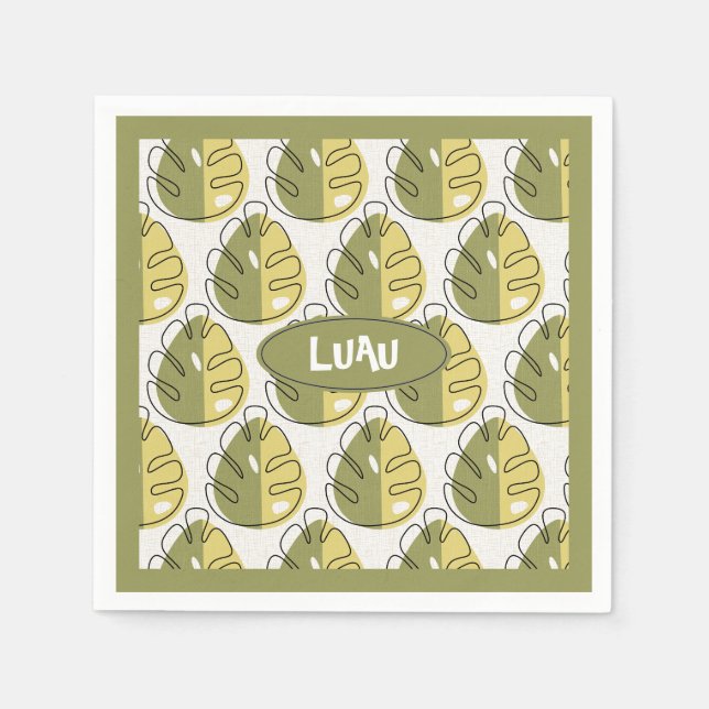 Serviette En Papier Monstera Leaves – Green (Devant)